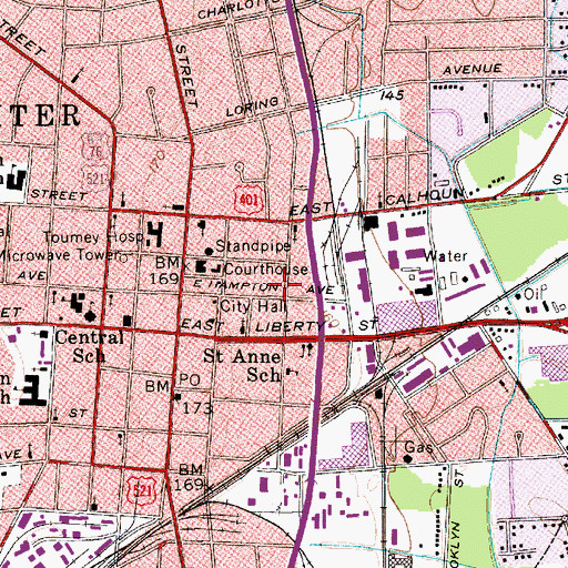 Topographic Map of Sumter Fire Department Headquarters Station, SC