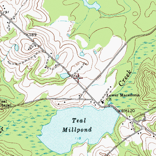 Topographic Map of Teals Mill Rural Volunteer Fire Department, SC