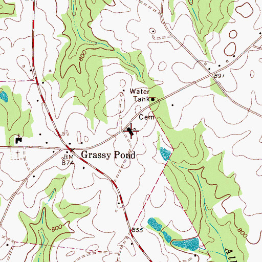 Topographic Map of Grassy Pond Volunteer Fire Department, SC