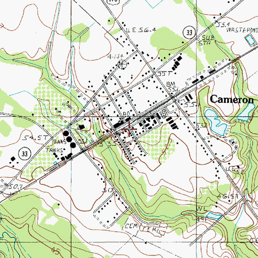 Topographic Map of Cameron Town Fire Department, SC