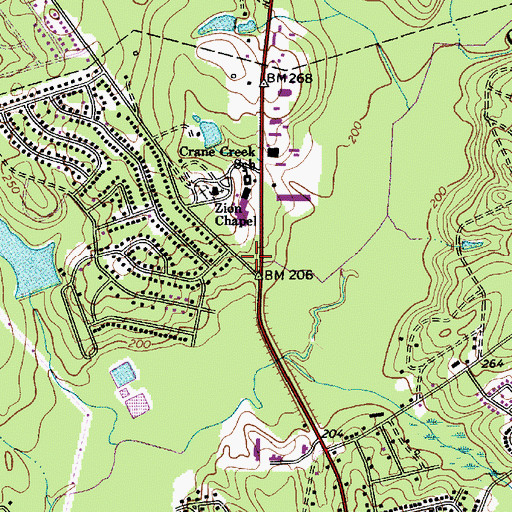Topographic Map of Columbia - Richland Fire Department Crane Creek, SC