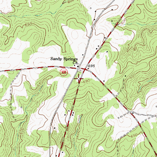 Topographic Map of Laurens County Fire Department Sandy Springs, SC