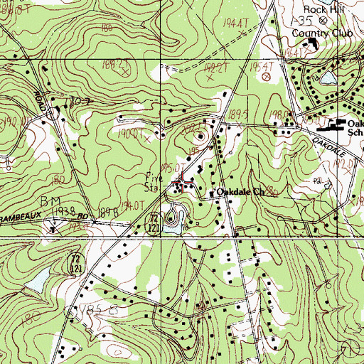 Topographic Map of Oakdale Fire Department Station 1, SC
