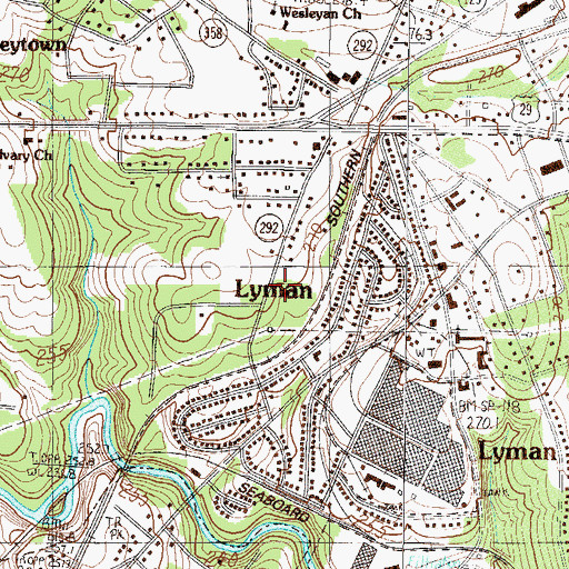 Topographic Map of Tyger River Fire Department Station 2, SC