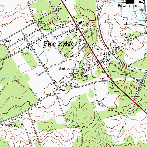 Topographic Map of Darlington County Fire Department Pine Ridge, SC