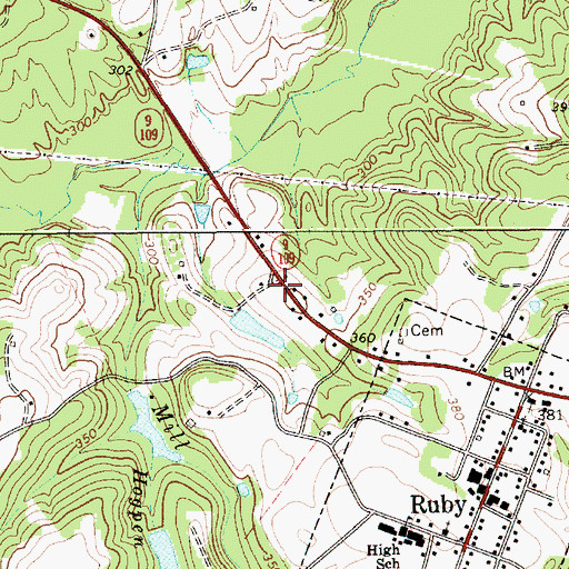 Topographic Map of Ruby - Mount Croghan Fire Department Station 1, SC