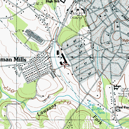 Topographic Map of Inman Mills Fire Department, SC