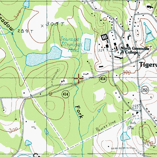 Topographic Map of Tigerville Fire Department Headquarters, SC