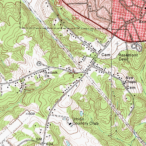 Topographic Map of Southside Fire Department, SC