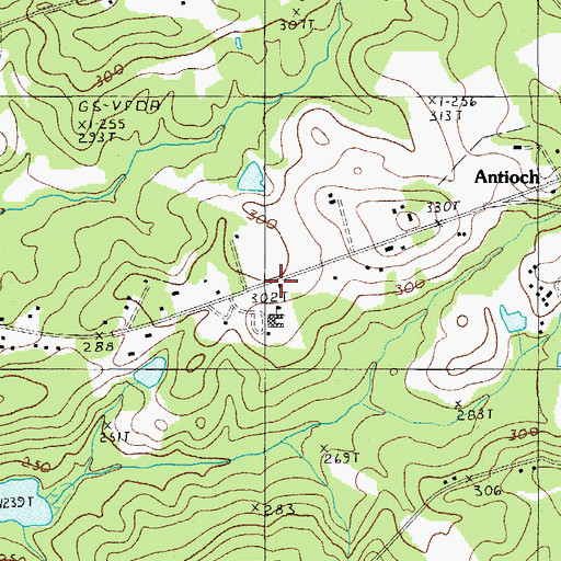 Topographic Map of Kershaw County Fire Station Antioch, SC