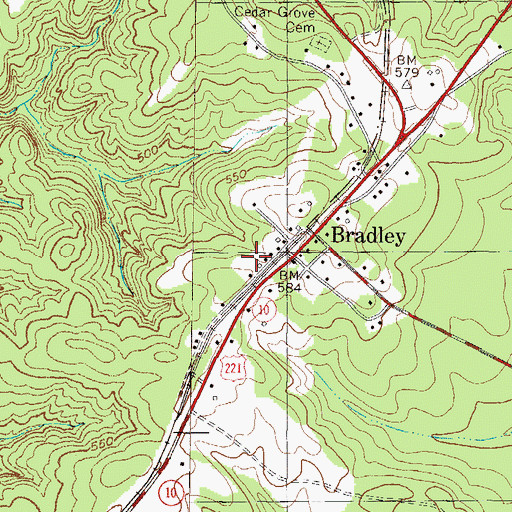 Topographic Map of United States Forest Service Bradley Work Center, SC