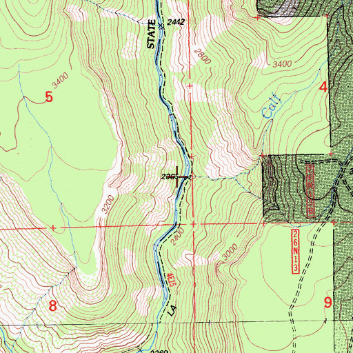 Topographic Map of Calf Creek, CA