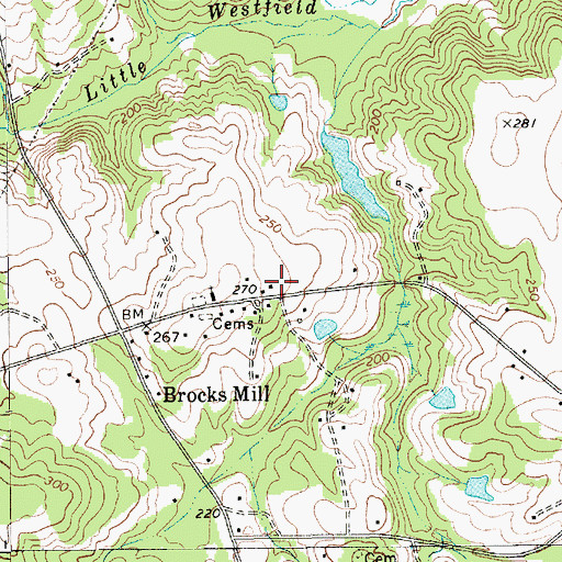 Topographic Map of Brocks Mill Fire Department Station 1, SC