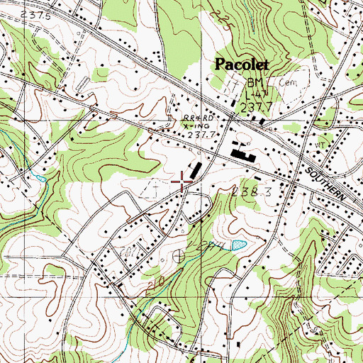 Topographic Map of Pacolet Town Fire Department, SC