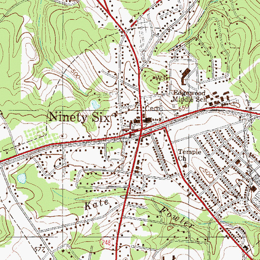 Topographic Map of Ninety Six Fire Department Station 80, SC