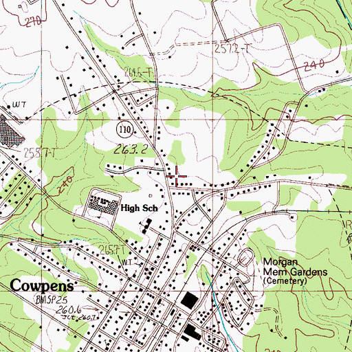 Topographic Map of Cowpens Fire Department, SC