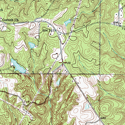 Topographic Map of Corinth Volunteer Fire Department, SC