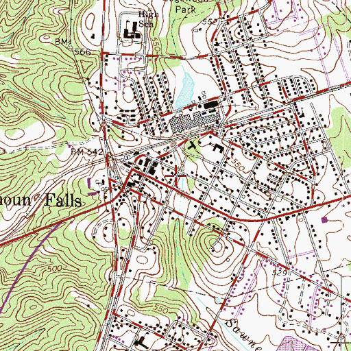 Topographic Map of Abbeville County Fire Department Calhoun Falls, SC