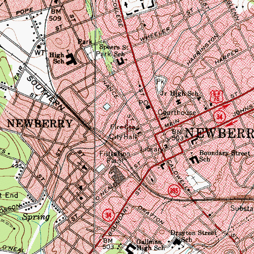Topographic Map of Newberry County Rural Fire Department Friendly, SC