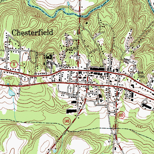 Topographic Map of Chesterfield Fire Department, SC