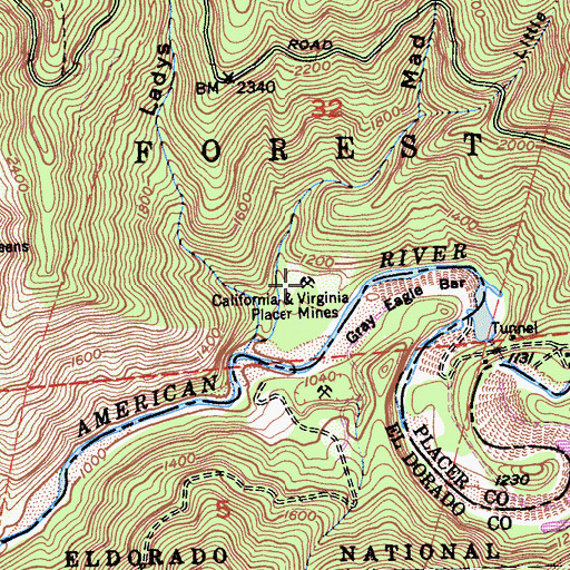 Topographic Map of California, CA