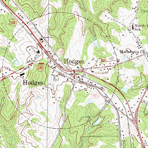 Topographic Map of Hodges - Cokesbury Fire Department Station 40, SC
