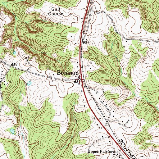 Topographic Map of Bonham Fire Department, SC