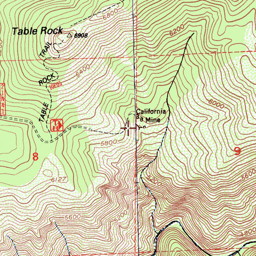 Topographic Map of California Mine, CA