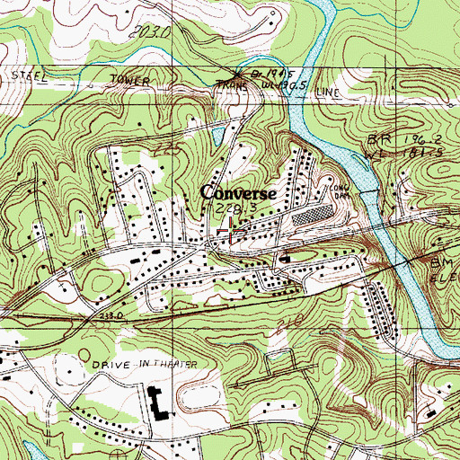 Topographic Map of Converse Fire Department, SC
