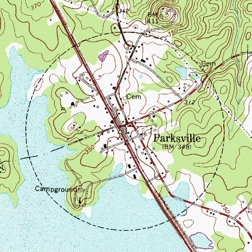Topographic Map of Parksville Volunteer Fire Department, SC