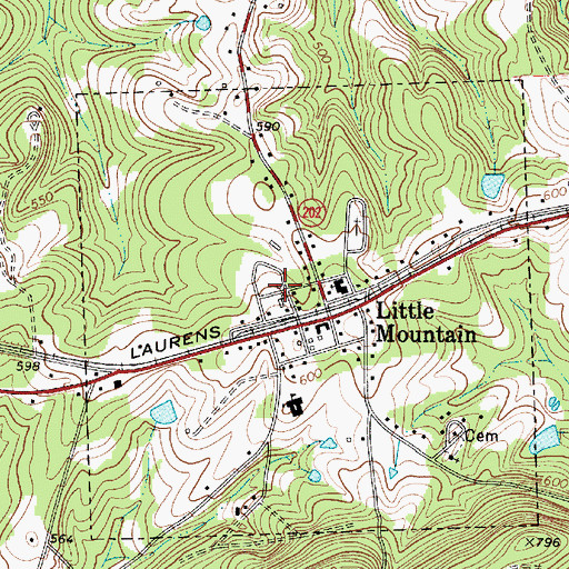 Topographic Map of Newberry County Rural Fire Department Little Mountain, SC