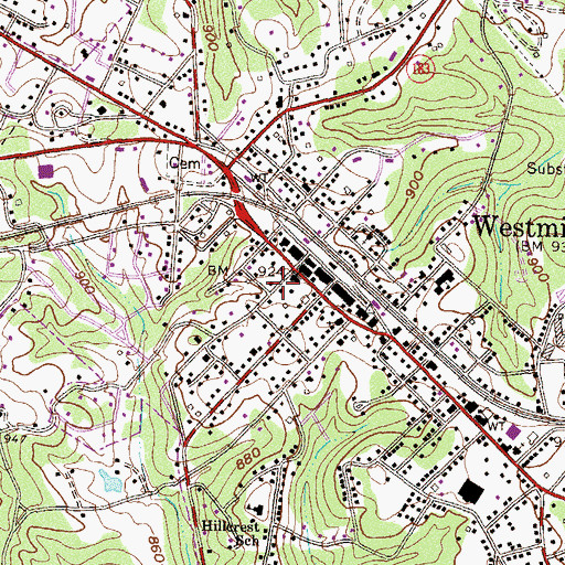 Topographic Map of Oconee County Rural Fire Department Westminster, SC