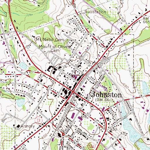 Topographic Map of Johnston Fire Department, SC