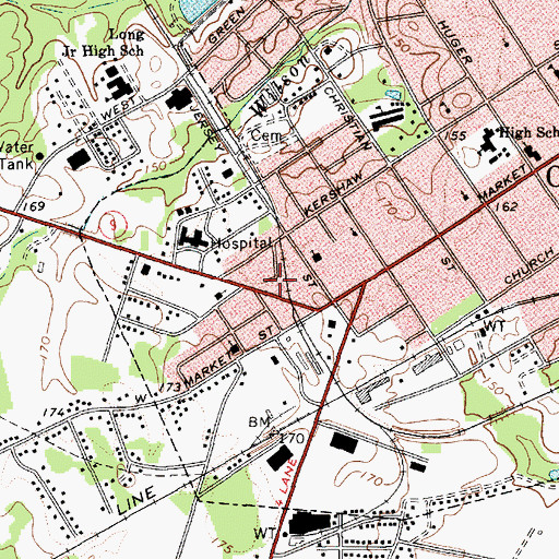 Topographic Map of Cheraw Fire Department Cheraw, SC