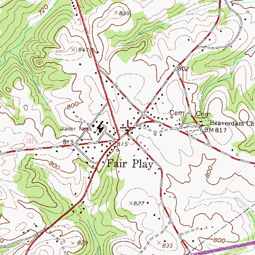 Topographic Map of Oconee County Rural Fire Department Fair Play, SC