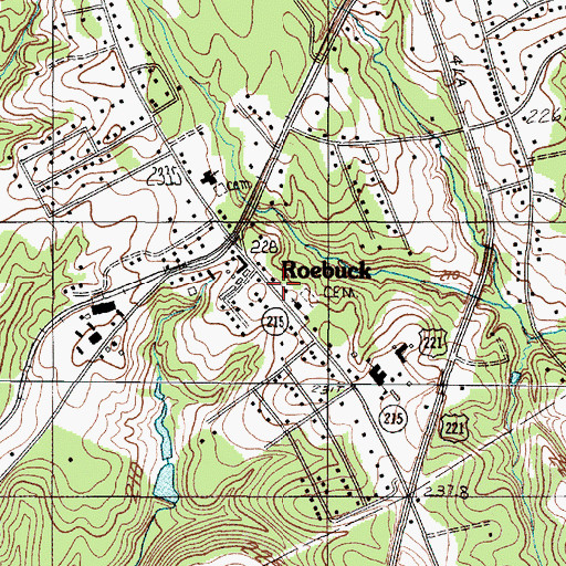 Topographic Map of Roebuck Fire Department, SC