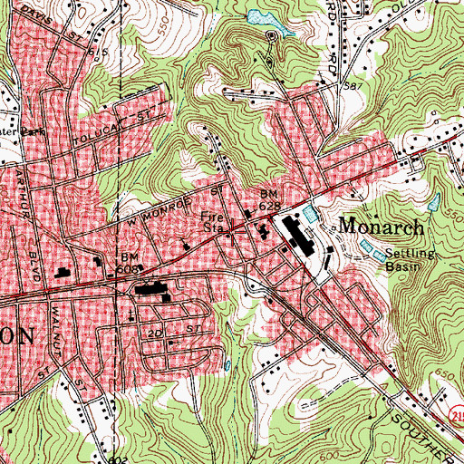 Topographic Map of Monarch Fire Department, SC