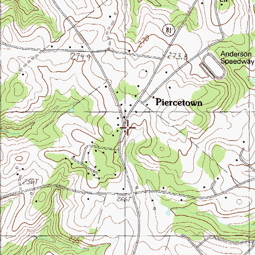 Topographic Map of Piercetown Fire Department - Anderson County Station 13, SC