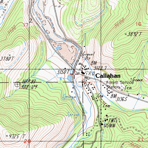 Topographic Map of Callahan, CA