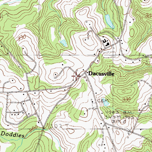 Topographic Map of Dacusville Fire Department, SC