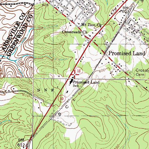 Topographic Map of Promised Land Fire Department Station 20, SC