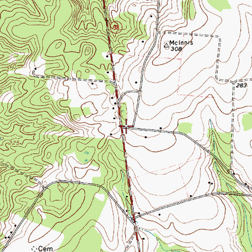 Topographic Map of Brightsville Fire Department, SC