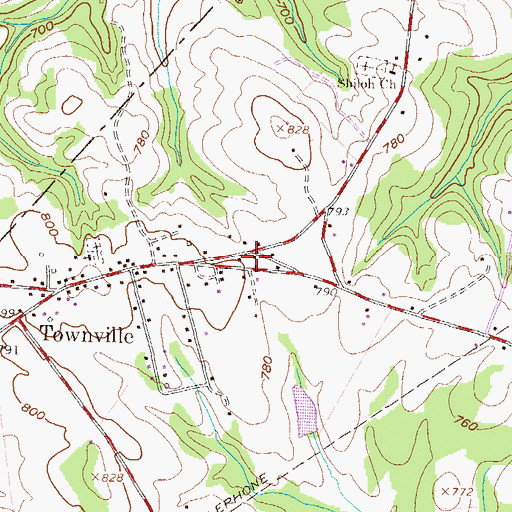 Topographic Map of Anderson County Fire Protection Service Townville, SC