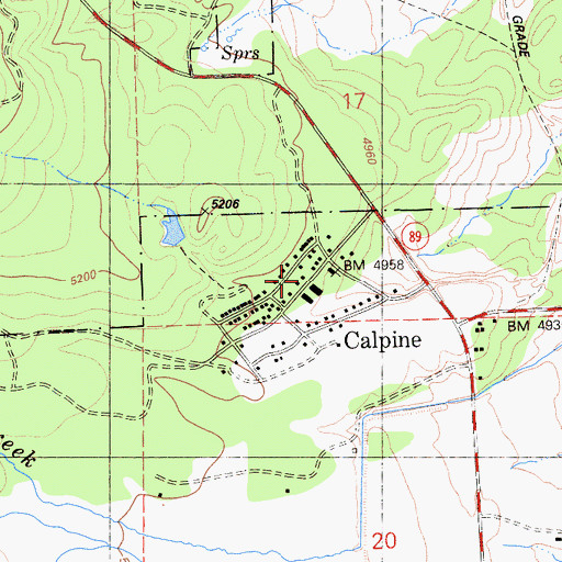Topographic Map of Calpine, CA