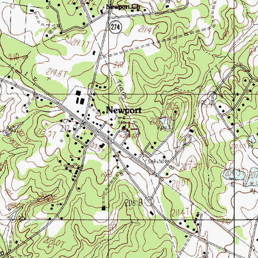 Topographic Map of Newport Fire Department Newport, SC