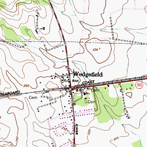 Topographic Map of Sumter Fire Department Wedgefield Station 7, SC