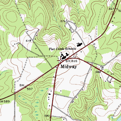 Topographic Map of Flat Creek Fire Department Station 7, SC