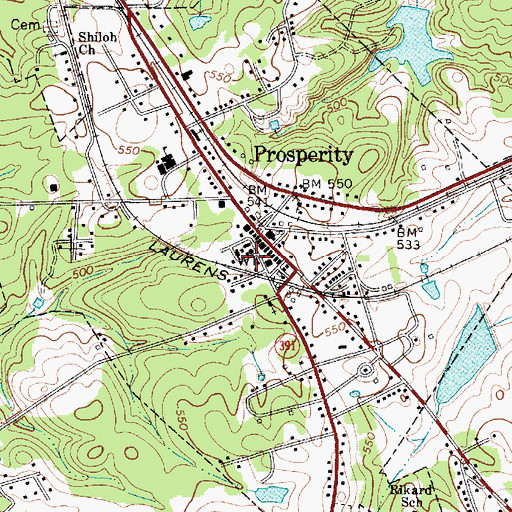 Topographic Map of Newberry County Rural Fire Department Prosperity Station 2, SC