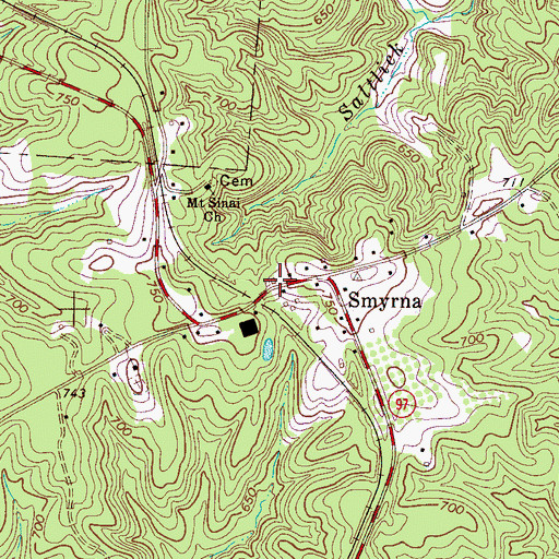 Topographic Map of Smyrna Fire Department, SC
