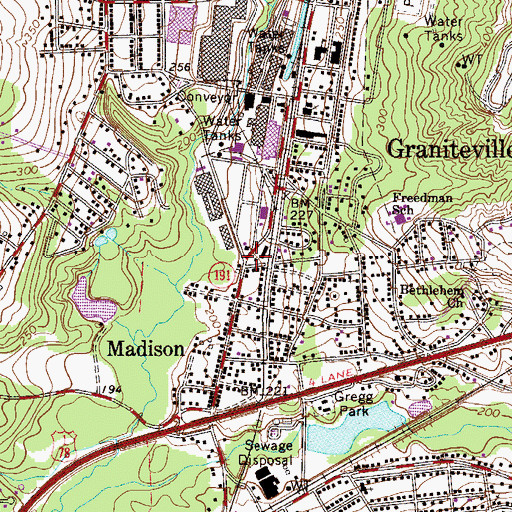Topographic Map of Graniteville - Vaucluse - Warrenville Fire Department Headquarters, SC
